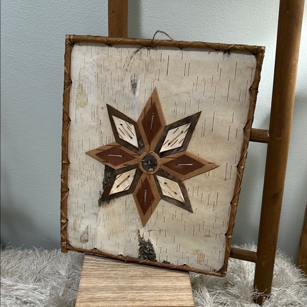 Handmade Rustic Birchbark On Board Art Wall Decor Rustic Cabin‎